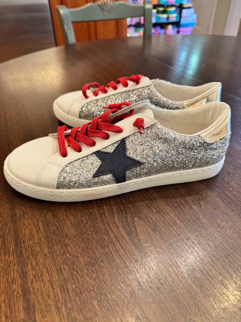 Vintage Havanna Grande Silver Glitter Multi Size 10 Womens Shoes